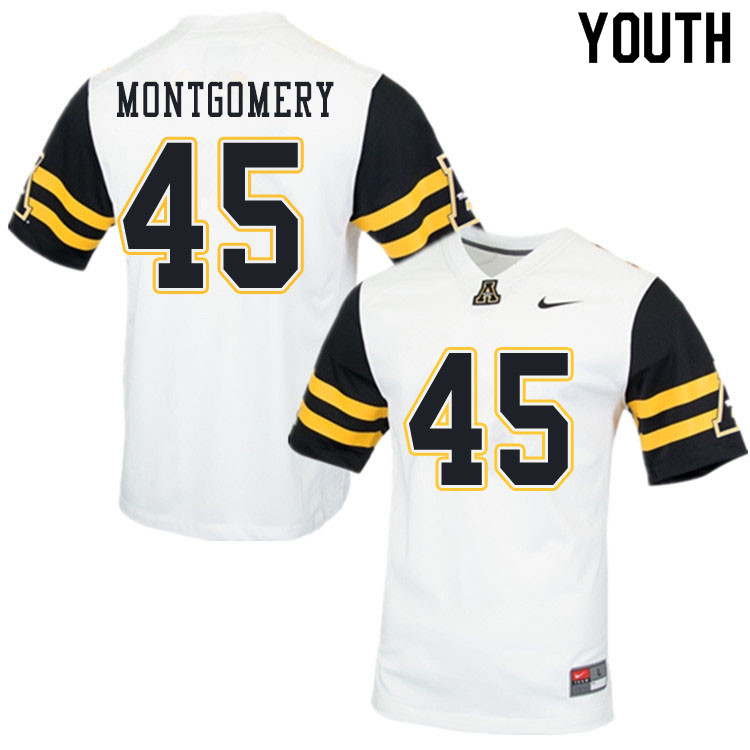 Youth #45 Gabe Montgomery Appalachian State Mountaineers College Football Jerseys Sale-White - Click Image to Close